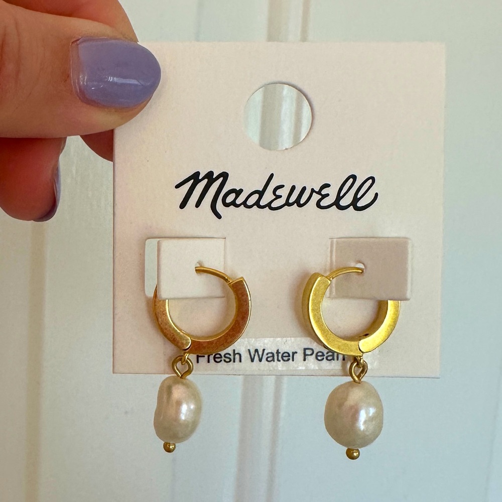 Madewell Gold Pearl Dangle Earrings